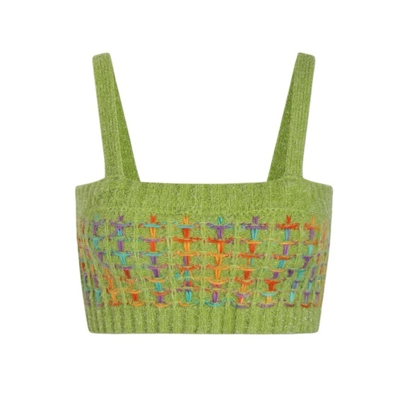 Cider Size Small Green Crochet Crop Top New With Tags - Picture 2 of 8